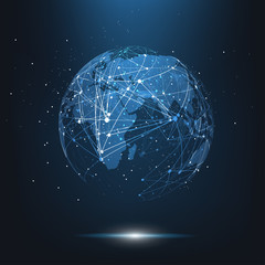 Global network connection. World map point and line composition concept of global business. Vector Illustration