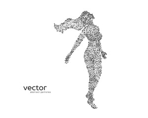 Vector illustration of flying beautiful woman.