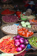 Assorted produce in a food market