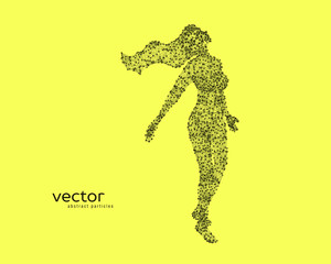 Fototapeta premium Vector illustration of flying beautiful woman.