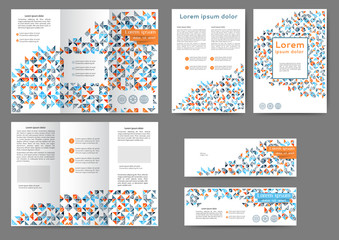 Set of color abstract brochure template with geometric elements 