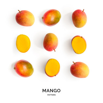 Seamless pattern with mango. Tropical abstract background. mango on white background.