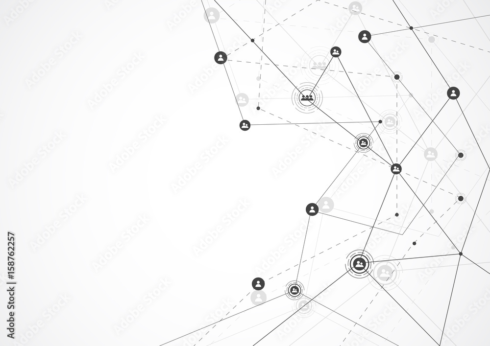 Poster connection technologies for business. abstract polygonal background with connecting dots and lines. 