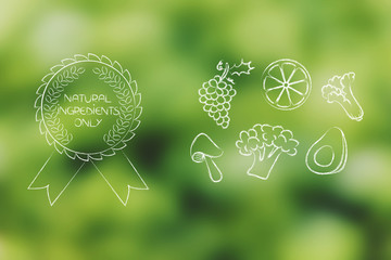 organic chemical free fruit and veggies with badge