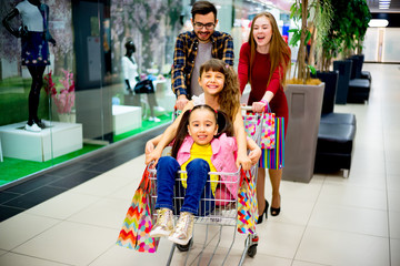 Happy family shopping