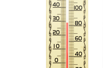 Close up of wooden thermometer
