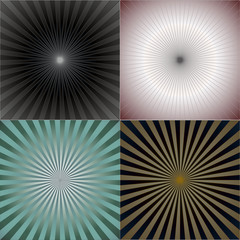 Striped retro background with radiating rays
