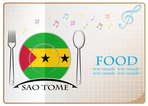 Food logo made from the flag of Sao Tome