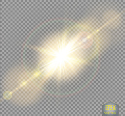 Vector transparent sunlight special lens flare light effect.