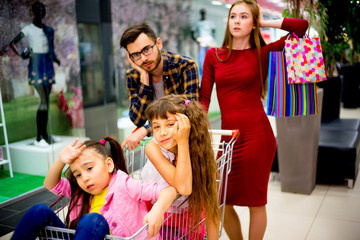 Family tired with shopping