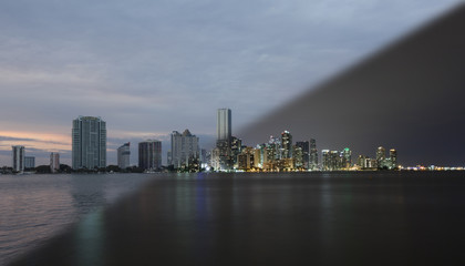Miami skyline sunset twilight