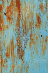 Texture and background old rusty metal with blue paint