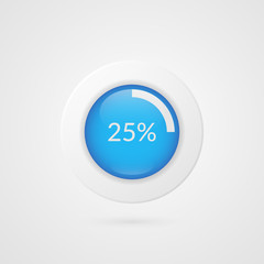 25 percent blue pie chart. Percentage vector infographics. Circle diagram isolated symbol. Business illustration icon for marketing presentation, project, data report, information, plan, web design