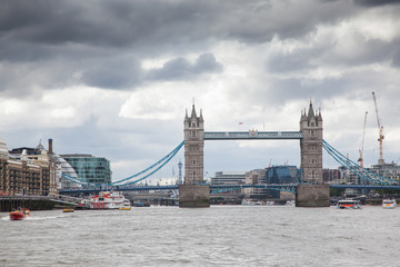 Fototapeta na wymiar LONDON/UK - MAY 20 : London skyline with Tower Bridge and The Shard skyscraper seen from the Thames