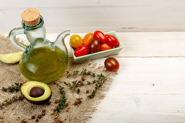 Ingredients for spring vegetable buddha bowl. Delicious healthy food.