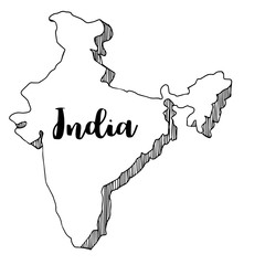 Hand drawn  of India map, vector  illustration