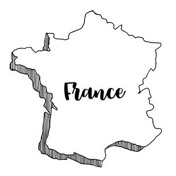 Hand drawn  of  France map, vector  illustration