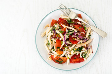 Boiled squid with vegetables