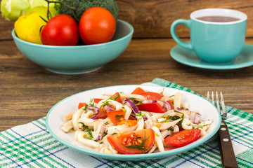 Boiled squid with vegetables