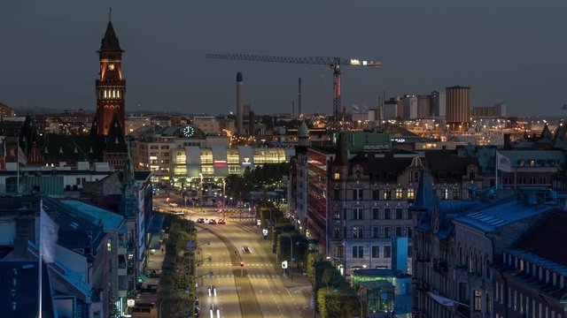 Time lapse over downtown Helsingborg
