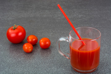 Freshly squeezed juice from red tomatoes