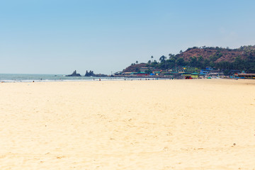 Landscape of the sea, sandy beach and sky.