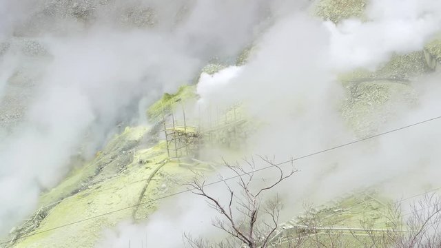 Valley volcanic of Owakudani, sulfur vents and reduce pressure within the earth, It's landmark tourist area in Fuji volcanic, Hakone, Japan.