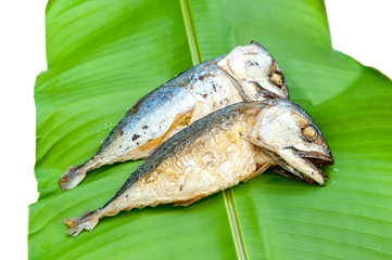 fried Mackerels with green leaf