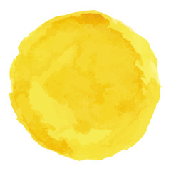 Bright yellow watercolor painted vector stain