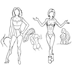 Beautiful woman silhouette, vector illustration