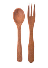 Wooden dessert fork and spoon