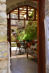 indoor courtyard in Lefkara,  Cyprus 
