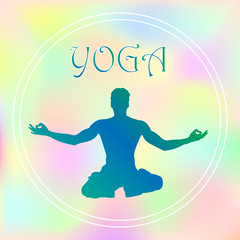 Vector hand-drawn yoga poses with in different balancing positions of prayer and meditation in lotus pose health and fitness, wellness and spirituality concepts