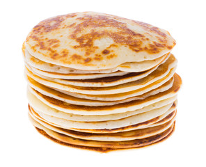Lush and tasty pancakes isolated on white