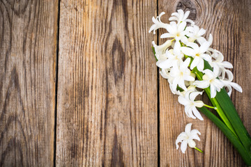 Cutted hyacinth on wooden background