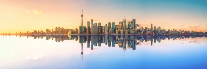 Abwaschbare Fototapete Kanada Toronto Skyline Spiegelpanorama
