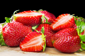 Strawberries on a black background