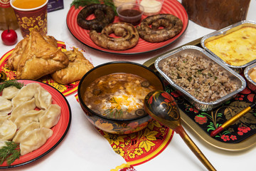 Russian table with food