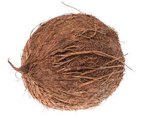 Whole coconut isolated on white background
