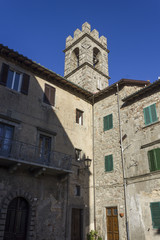 Fototapeta na wymiar historic city centre of the medieval city of Abbadia San Salvatore in Tuscany, Italy, with its tower