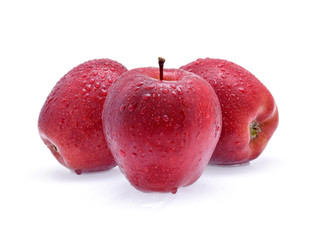 Red Apple with drops of water isolated on white background