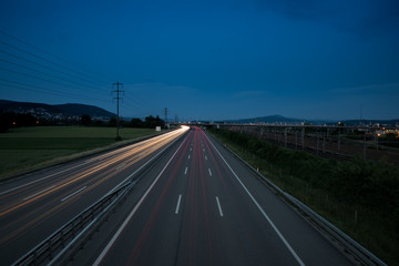 Fototapeta na wymiar long exposure of a highway in switzerland