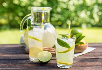 Fresh lemonade with ice 