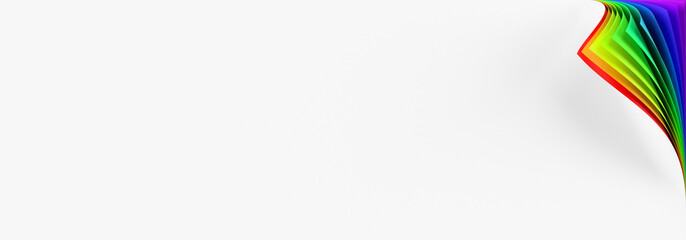 Blank banner mockup with rainbow colored curled corner