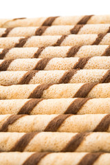 wafer rolls with chocolate isolated