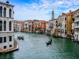 Obraz premium Grand Canal with gondolas in Venice, Italy. Cityscape image of Grand Canal in Venice.