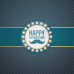 Happy Fathers Day circle Label with blue Ribbon