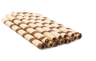 wafer rolls with chocolate isolated