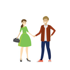 Fototapeta premium Young couple, family, standing, holding hands,isolated on white background