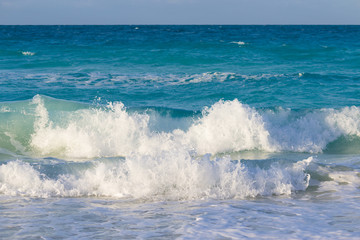 Big waves hitting the beach in Cuba